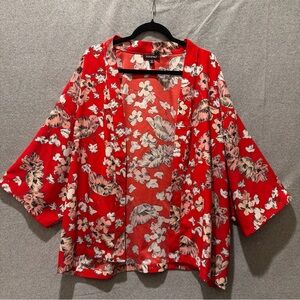 Roz & Ali Red Floral Blouse